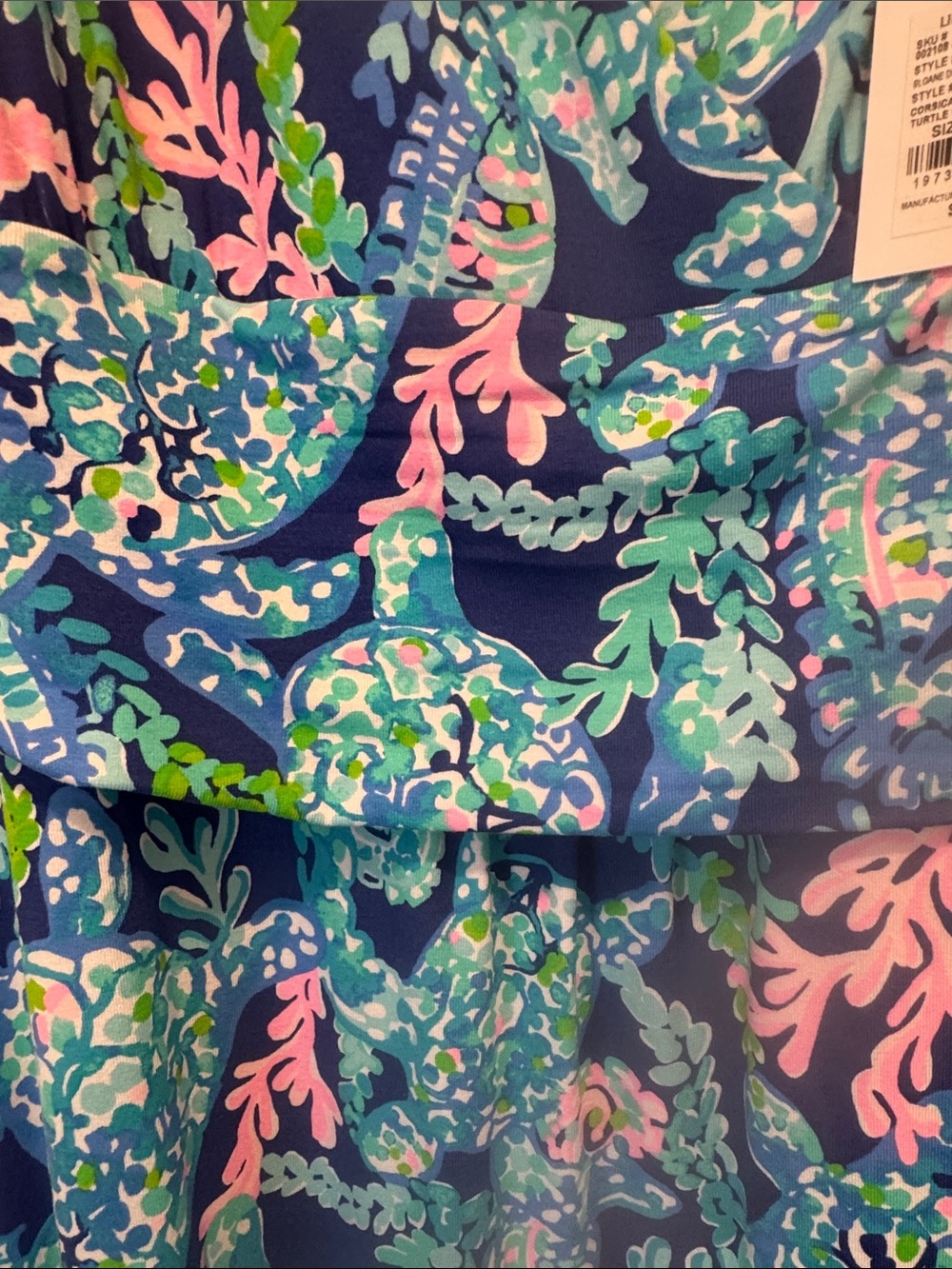NWT Lilly Pulitzer Navy Dress with Pink and Teal Tropical Print - Picture 3 of 6